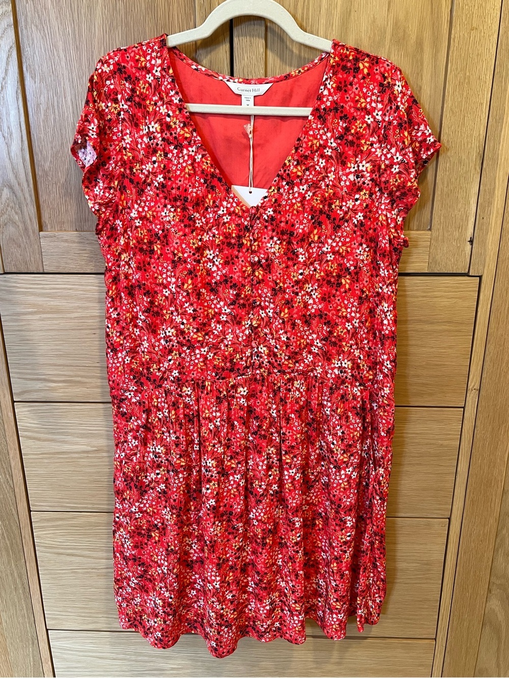 Garnet Hill Marina Crepe Dress Hibiscus Mini Floral Size Medium NWT Tropical